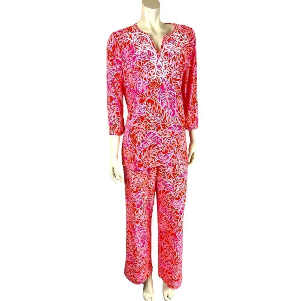 Island Republic Vibrant Floral Tunic/Pant Set Like New Condition Size Medium